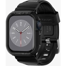 Spigen Apple Watch 45mm (Seri 9/8/7) Kılıf & Kordon Kayış Rugged Armor Pro Black - 062CS25324