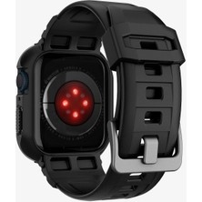 Spigen Apple Watch 45mm (Seri 9/8/7) Kılıf & Kordon Kayış Rugged Armor Pro Black - 062CS25324