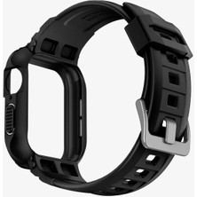 Spigen Apple Watch 45mm (Seri 9/8/7) Kılıf & Kordon Kayış Rugged Armor Pro Black - 062CS25324