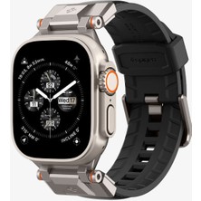 Spigen Apple Watch 49mm Ultra 2/1 - 46mm Seri 10 - 45mm Seri 9/8/7 - 44mm Seri SE2/SE/6/5/4 Kordon Kayış Band DuraPro Armor PU Black - AMP07591