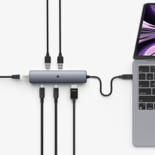 Spigen ArcDockPro 100W Güç Adaptörü 6in1 USB-C Multi Hub / Çoklayıcı 6 Port / 8k 60hz / Ethernet 2.5Gbps / Usb4 Gen3 / MacBook PD2302 Space Gray - ACA06193