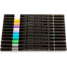 MONT MARTE mm Premium Çift Uçlu Marker Metalik Fırça/kurşun 12'li