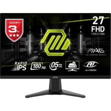 Msı 27" Mag 275F 1920X1080 (Fhd) 16:9 Flat Rapıd IPS 180HZ 0.5ms(gtg) Adaptıve-Sync Gamıng Monıtor