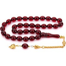 Tesbihkenti Iri Taneli Gold Sarı Tek Püsküllü Toz Kehribar Tesbih