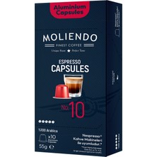 Moliendo Finest Coffee Moliendo Alüminyum Kapsül Kahve No:10 (10 Adet Nespresso Uyumlu Alüminyum Kapsül Kahve)