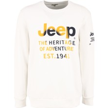 Jeep Bisiklet Yaka Baskılı Ekru Erkek Sweatshırt C4WM-SWT4234