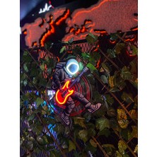 Neonite 'Gitarist Astronot' Işıklı Ve Uv Baskılı Neon Led Dekoratif Duvar Tabelası (40x48cm)