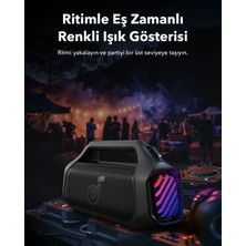 Anker Soundcore Boom 2 Plus Bluetooth Hoparlör - 140W- 2+2 Stereo Kanal - BassUp 2.0 - 30W Hızlı Şarj - 20 Saat Oynatma Süresi - IPX7 Su Geçirmezlik - RGB Işıklar - USB-C - Özel EQ - Siyah - A3134