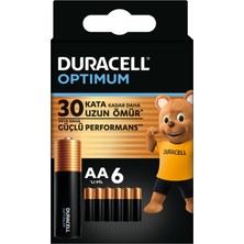 Duracell Optimum AA Pil (6’lı paket), Alkalin Pil 1,5V, LR6 MX1500