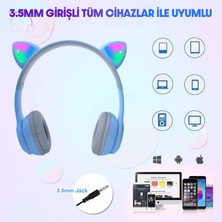 Techmaster Kablosuz Kulaküstü Rgb Işıklı Kedili Bluetooth 5.0 Çocuk Kulaklığı Kulaklık P47M