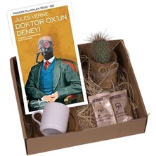 Kitaplı Hediye Kişiye Özel Doktor Ox'un Deneyi Seti / Kahve Fincanı- Canlı Çiçek - Kitap ve Kahve Hediye Kutusu