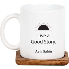 Kitaplı Hediye Iyi Bir Hikaye Yaşa Tasarımlı Isme Özel Kupa