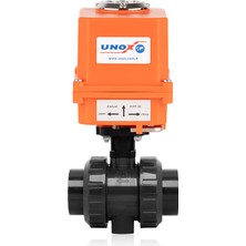 Unox Ø20 220V Ac Elektrik Aktüatörlü U-Pvc Küresel Vana Asit Için