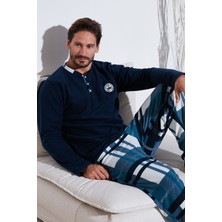 Buratti Ekoseli Regular Fit Düğmeli Bisiklet Yaka Kışlık Polar Pijama Takımı Erkek Pijama Takımı 60961008