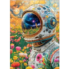 Ekart Ahşap Mdf Puzzle Yapboz Astronot ve Çiçekler 120 Parça 25*35 cm