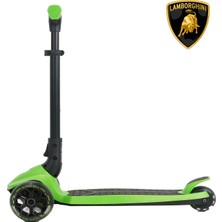 Lamborghini Lisanslı L3 Kolay Katlanabilir Işıklı Orta Gövde ve Işıklı Tekerlekli Çocuk Scooter Yeşil