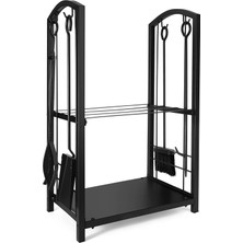 Wood Shut 5 Li Ithal Metal Oval Odunluk Raflı Şömine - Soba Maşa Takımı Aksesuar Seti
