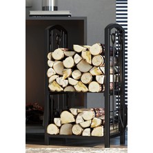 Wood Shut 5 Li Ithal Metal Oval Odunluk Raflı Şömine - Soba Maşa Takımı Aksesuar Seti