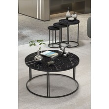 Gold Falez Orta Sehpa Tekli ve 3'lü C Zigon Sehpa Kombin Set Bendir