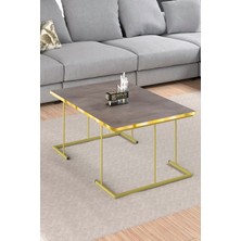 Gold Falez Orta Sehpa ve Zigon Sehpa Solo Set Gold Gordion