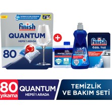 Finish Quantum 80 Kapsül Tablet Bulaşık Makinesi Deterjanı + Temizlik ve Bakım Seti