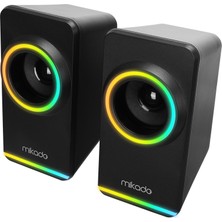 Mikado MD-182 2.0 Siyah Full Rgb LED Işıklı Multimedia Speaker USB Gaming Oyuncu Speaker Hoparlör