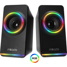 Mikado MD-182 2.0 Siyah Full Rgb LED Işıklı Multimedia Speaker USB Gaming Oyuncu Speaker Hoparlör