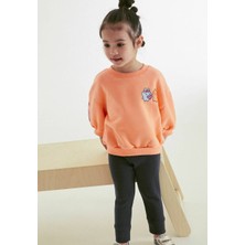 Miniğimin Cicileri Kız Çocuk Karakter Baskılı Sweatshirt Ve Tayt Takım - Turuncu