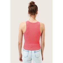 Lonca Tekstil Fitilli Halter Yaka Örme Atlet/pembe/l Beden