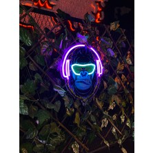 Neonite 'Goril' Işıklı Ve Uv Baskılı Neon Led Dekoratif Duvar Tabelası (34x40cm)