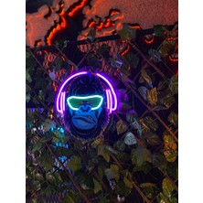 Neonite 'Goril' Işıklı Ve Uv Baskılı Neon Led Dekoratif Duvar Tabelası (34x40cm)