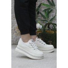 Fort Guja 24K308-1 Bej Taş Detaylı Kalın Taban Casual Kadın Ayakkabı