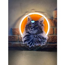 Neonite 'Kedi' Işıklı Ve Uv'li Neon Led Dekoratif Duvar Yazısı Tabelası (24x28cm)