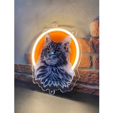 Neonite 'Kedi' Işıklı Ve Uv'li Neon Led Dekoratif Duvar Yazısı Tabelası (24x28cm)