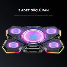 Rampage S47 Coolflow 5 Adet Kırmızı LED Fan 1 USB 7 Farklı Kademe Ayarı 10 17.3 Notebook Soğutucu Stand