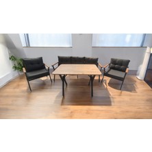 Pimango Pi Locca Bahçe Balkon Mobilyası Antrasit 3+1+1 Ve Perla Çam Masa