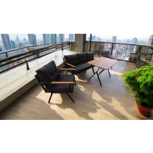 Pimango Pi Locca Bahçe Balkon Mobilyası Antrasit 3+1+1 Ve Perla Çam Masa