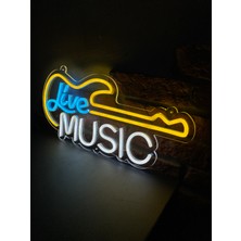 Neonite 'Lıve Musıc' Işıklı Neon Led Dekoratif Duvar Yazısı Tabelası (48x22cm)