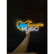 Neonite 'Lıve Musıc' Işıklı Neon Led Dekoratif Duvar Yazısı Tabelası (48x22cm)