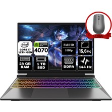 Casper Excalibur Intel Core I7-12700H 24GB 1tb SSD RTX4070/8GB 15,6'' Fhd Windows 11 Home Taşınabilir Bilgisayar G870.1270-DX70X-B & Anzar Mouse G8701270DX70XB240