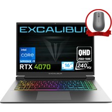 Casper Excalibur Intel Core İ9-14900HX 8gb 2tb SSD RTX4070/8GB 16'' Qhd Windows 11 Home Taşınabilir Bilgisayar G911.1490-DX70X-D & Anzar Mouse G9111490DX70XD419