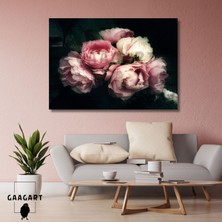Gaagart Tekli Yatay Kanvas Duvar Tablosu Siyah Fonda Pembe Güller