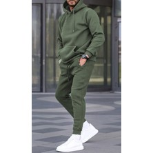 Amor Man Özel Tasarım Kapüşonlu Baskısız Düz Renk Kışlık Şardonlu Dış Mekan Şık Erkek Eşofman Takımı