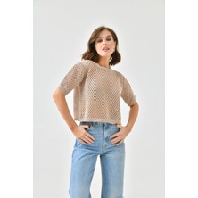 Parkkaron Kadın Vizon Ajurlu Mevsimlik Triko Kazak