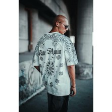 Mechanic Otantik Nakışlı Oversize Tişört