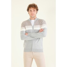 Giyim Dünyası Erkek Dik Yaka Fermuarlı Renki Hırka Gri