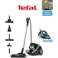 Tefal Ultra Düşük Enerji Yüksek Emiş Gücü Premium Silence Force Cyclonic 550W Toz Torbasız Süpürge 3200W Ütü ve Kumandalı RGB Lambader Hediye