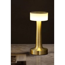 Biton Toptan Modern LED Abajur Masa Lambası Dokunmatik 3 Mod Kademeli Şarjlı Dokunmatik Gold Masa Lambası Orta Kafa