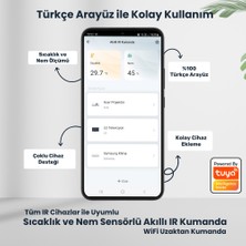 Novato Tuya Uyumlu Dahili Sıcaklık ve Nem Sensörlü Akıllı Ir Kumanda ( Mobil Uygulama Üzerinden Klima, Tv Kontrol , Dahili Termostat Özelliği )