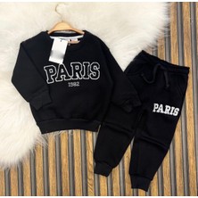 Kids Face Özel Tasarım Bisiklet Yaka Paris Baskılı Yeni Koleksiyon Modern Kız Çocuk Eşofman Takımı